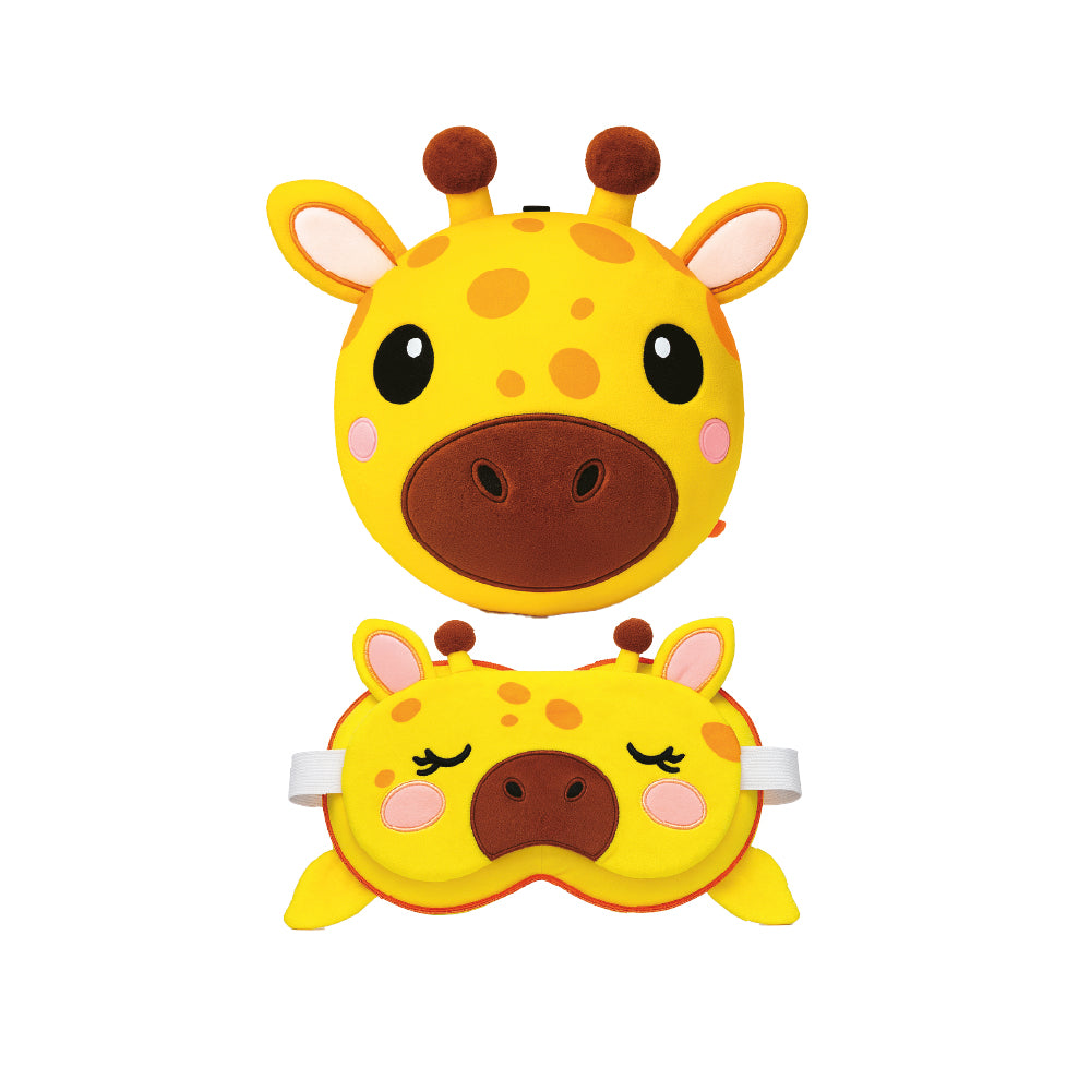 🦒 Almofada de viagem Zoo Nap Giraffe com máscara para os olhos